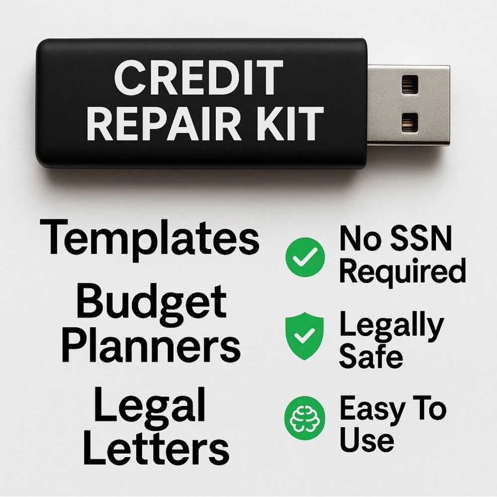 DIY Credit Repair Kit | Templates, Dispute Letters, Budget Planner | Ships USB